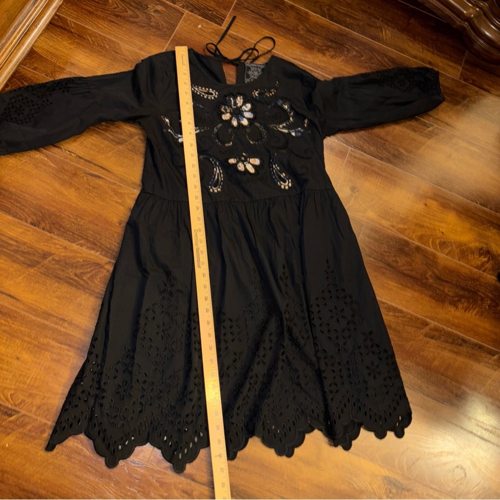 Johnny Was Jade EYELET MINI DRESS Black Size XS - Picture 10 of 14